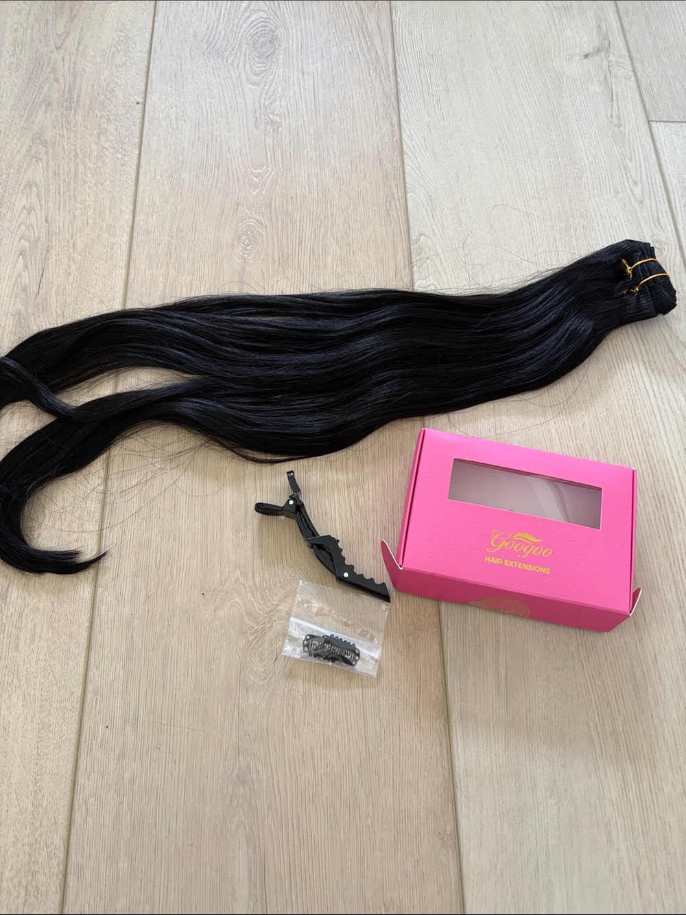 24” 150g Black Clip-In Hair Extensions by GooGoo